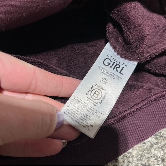 Athleta Girl Feelin' Great 2.0 Girls Sweatshirt L 12 Purple Soft Note - Picture 7 of 11